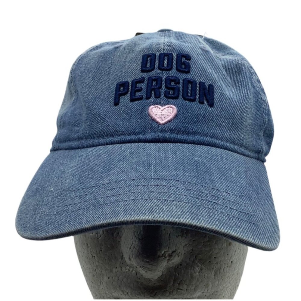 Dog Person Embroidered Denim Baseball Cap Adjustable Strap‎ Home Free NEW NWT